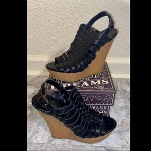 Black strap wedges. Mission Supply Co. Brand.